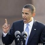 Obama gives a speech