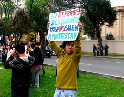 Protest in Lima; photo by Terra Stanley