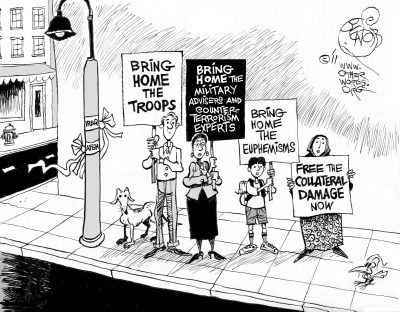 Enough War Already, OtherWords cartoon by Khalil Bendib.