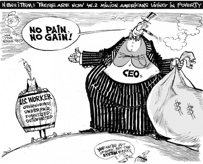 Poverty News, an OtherWords cartoon by Khalil Bendib