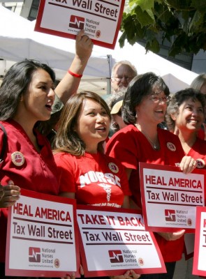 Nurses call for taxing Wall Street