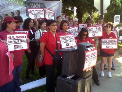 Nurses support taxing Wall Street to heal America. Photo by National Nurses United