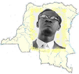 Face of Lumumba inside shape of Congo
