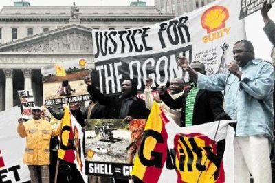 Nigerian protesters against Shell. Photo by OilChange International.