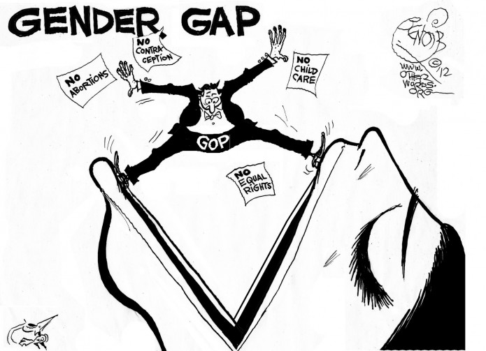 Gender Gap, an OtherWords cartoon by Khalil Bendib.