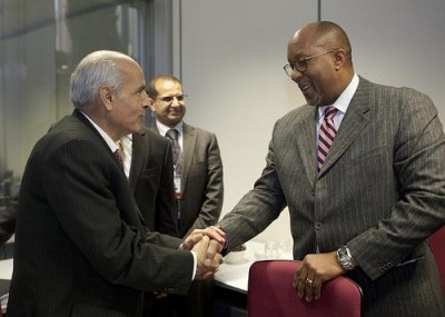 U.S. Trade Representative Ron Kirk with Egyptian Trade Minister Dr. Mahmoud Eisa. Photo by Eric Bridiers.