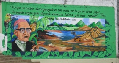 Mural outside Fr. Lorenzo&#039;s church in Santa Rosa de Lima, El Salvador. Photo by John Cavanagh