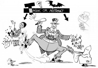 Trick or Mistreat, an OtherWords cartoon by Khalil Bendib