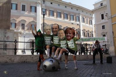 Robin Hood Tax supporters scored a goal in Europe. Is the U.S. next? Photo by Robin Hood Tax campaign.