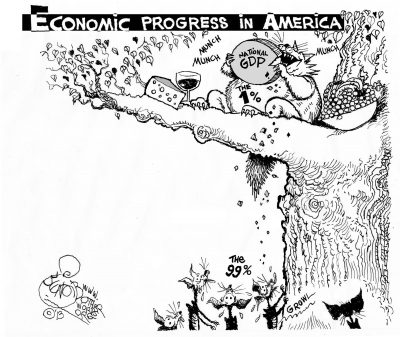 Picturing Economic Growth, an OtherWords cartoon by Khalil Bendib