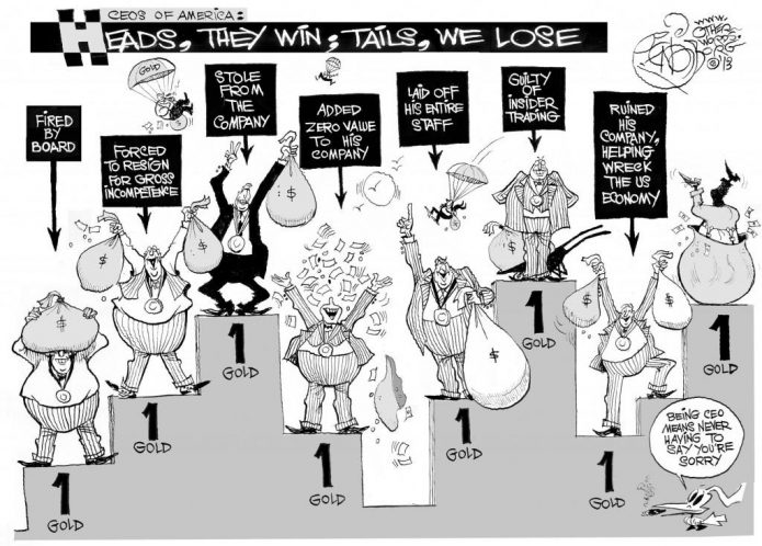 Heads They Win, Tails We Lose, an OtherWords cartoon by Khalil Bendib