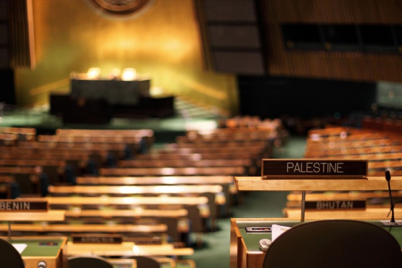 Palestine sign at UN
