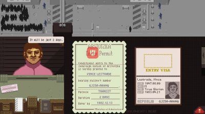 Still from video game Papers, Please