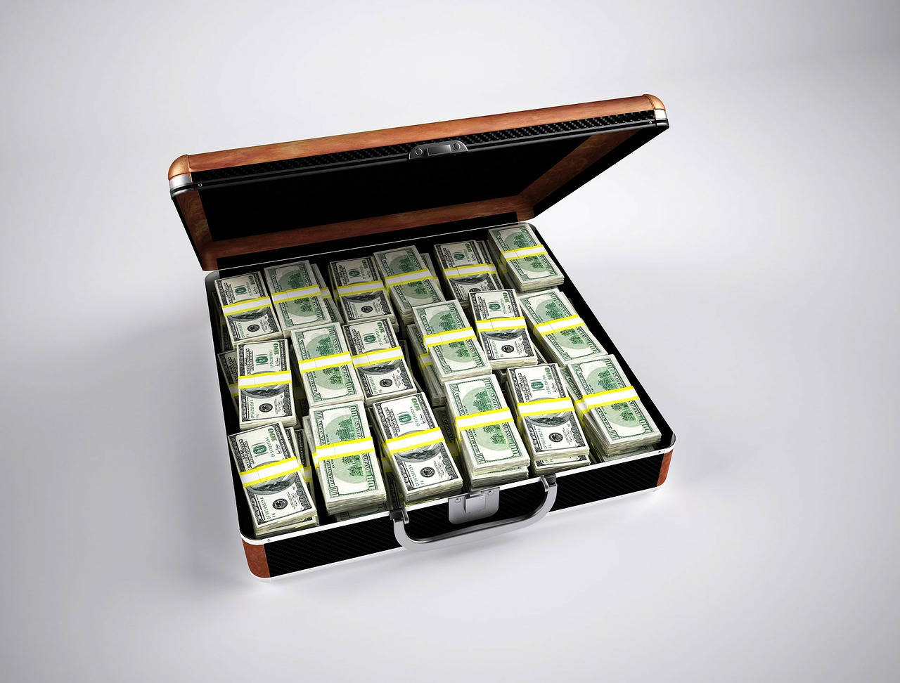 Briefcase with money inside