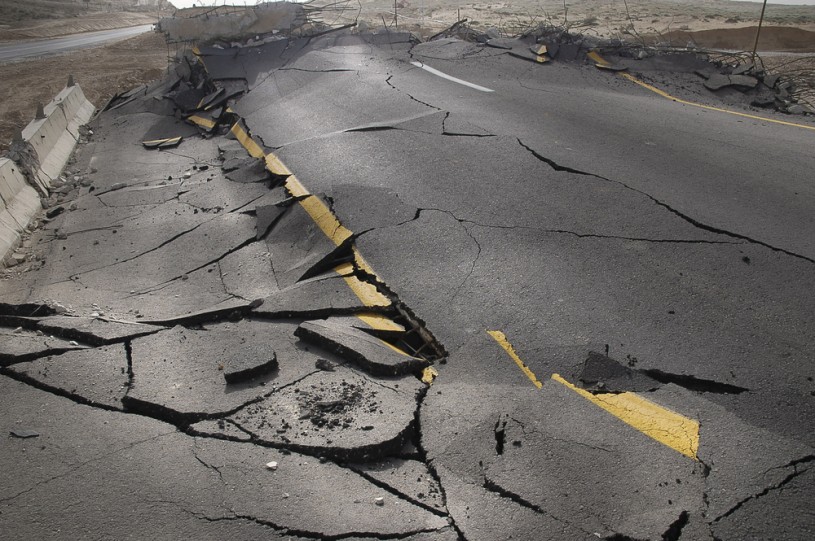 Cracked paved road