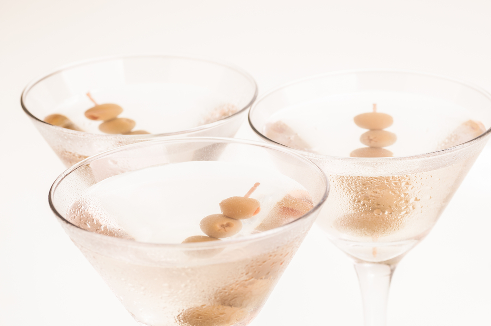three martini glasses