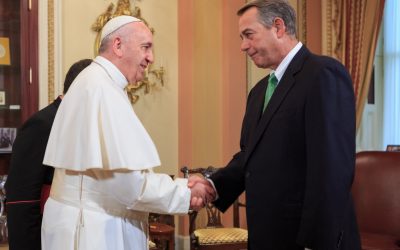 Speaker John Boehner shakes the Pope's hand