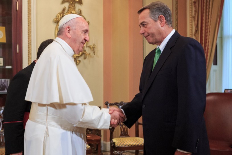 Speaker John Boehner shakes the Pope's hand
