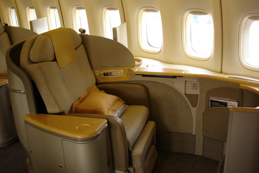 A seat in a plane's first class