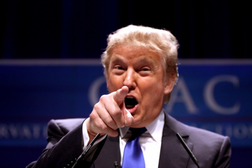 Trump points during campaign speech