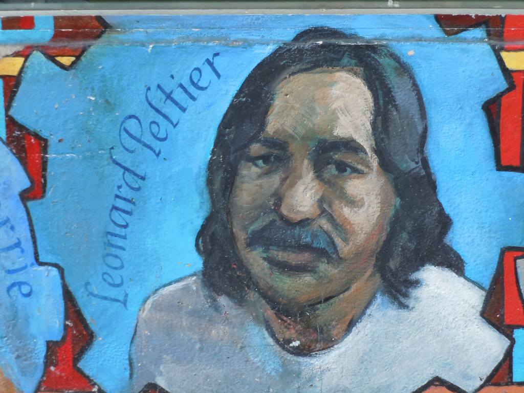 A mural of political prisoner Leonard Peliter