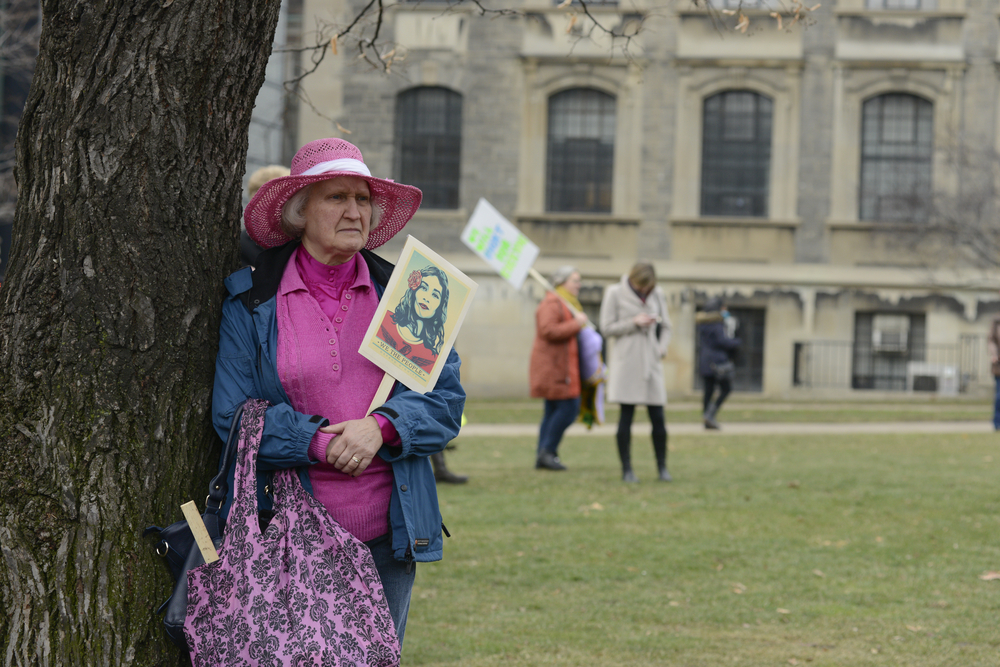 Older woman joins protest