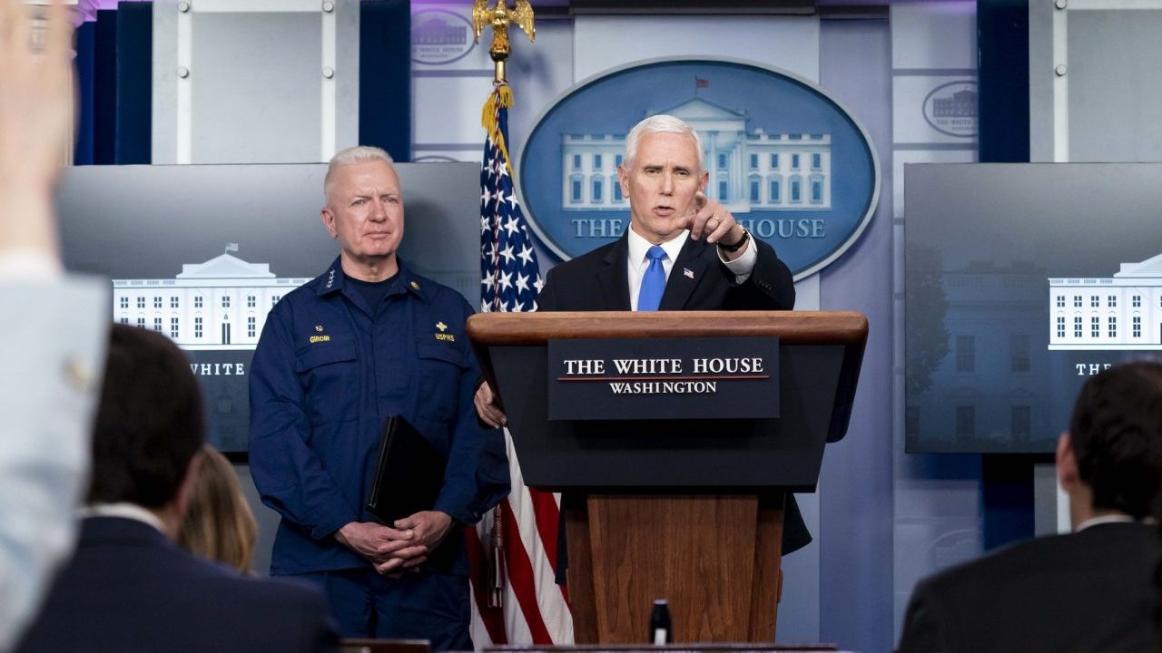 VP Mike Pence at a White House press briefing