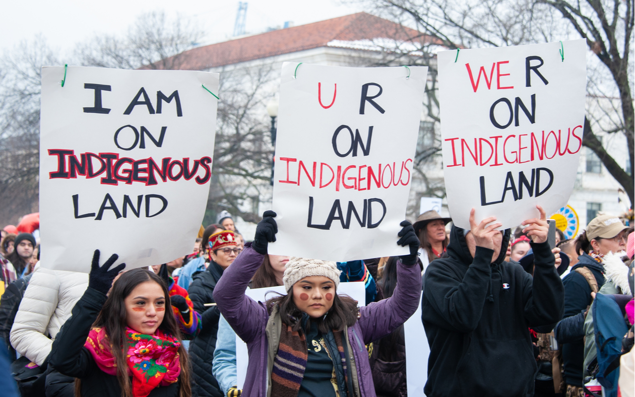 indigenous people at a protest