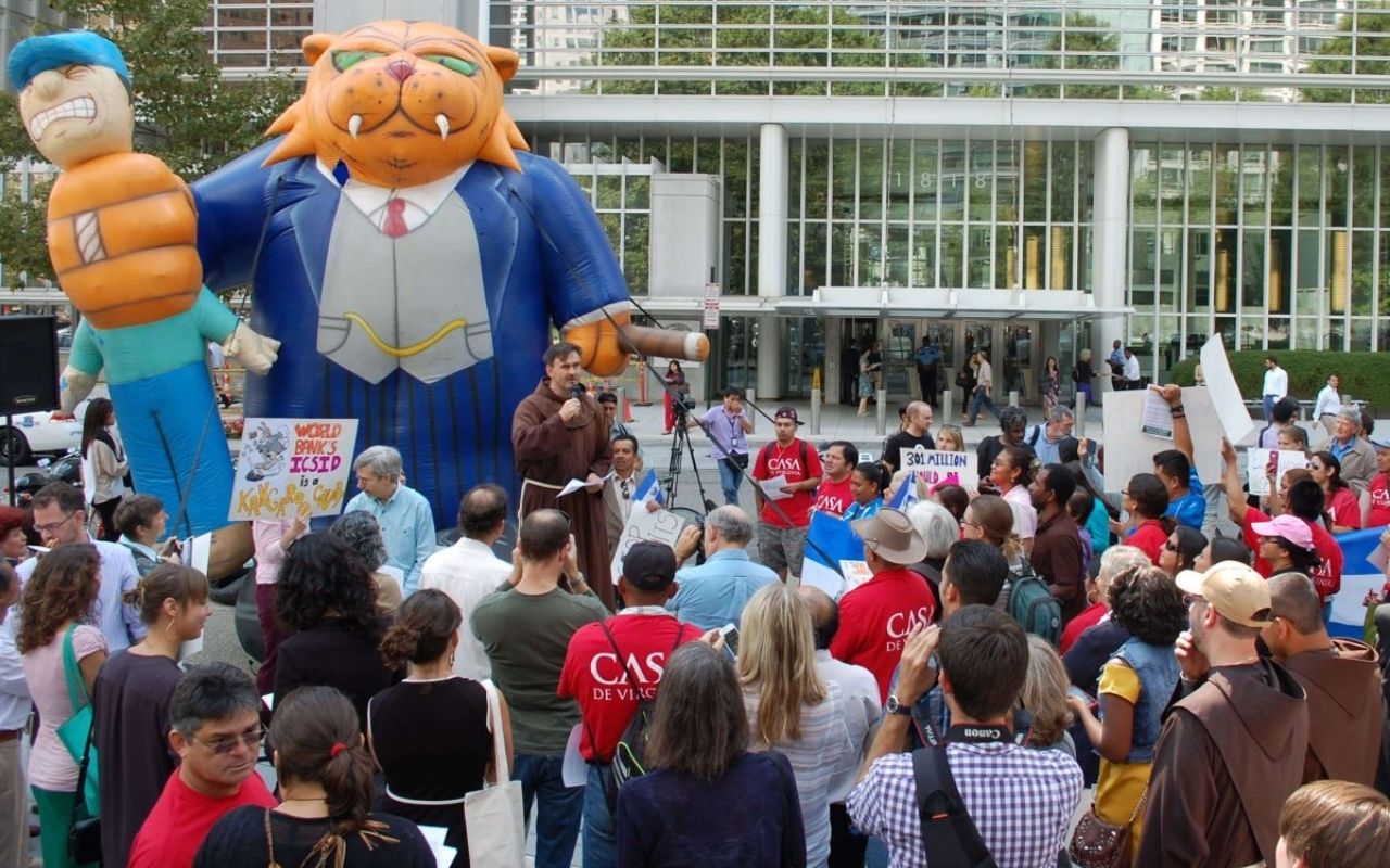 Anti-mining protest outside World Bank in Washington DC