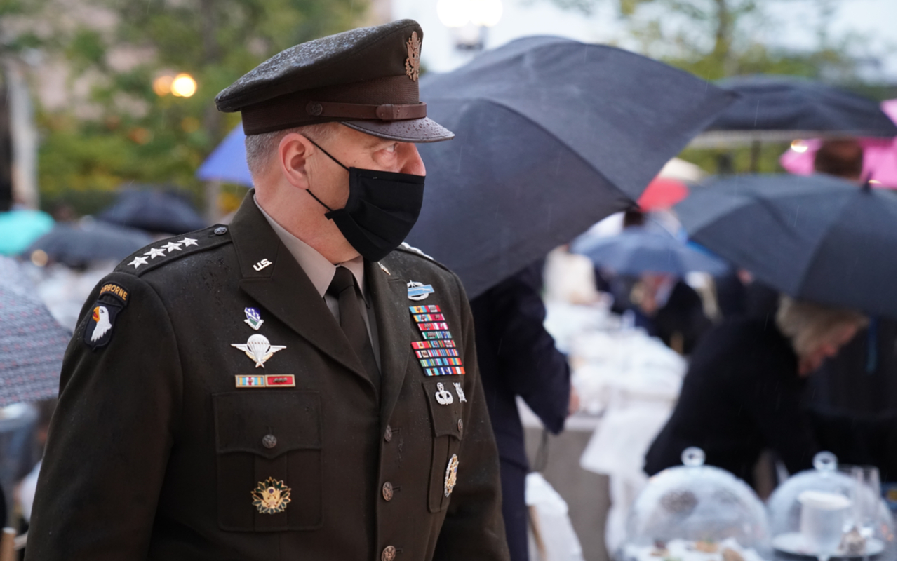 Four Star General Mark A. Milley, the 20th Chairman of the Joint Chiefs of Staff, at the Eisenhower Memorial Dedication Ceremony in Washington, DC