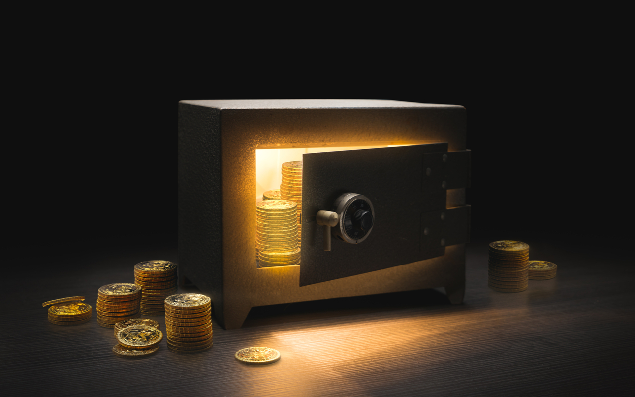 money in a bank safe