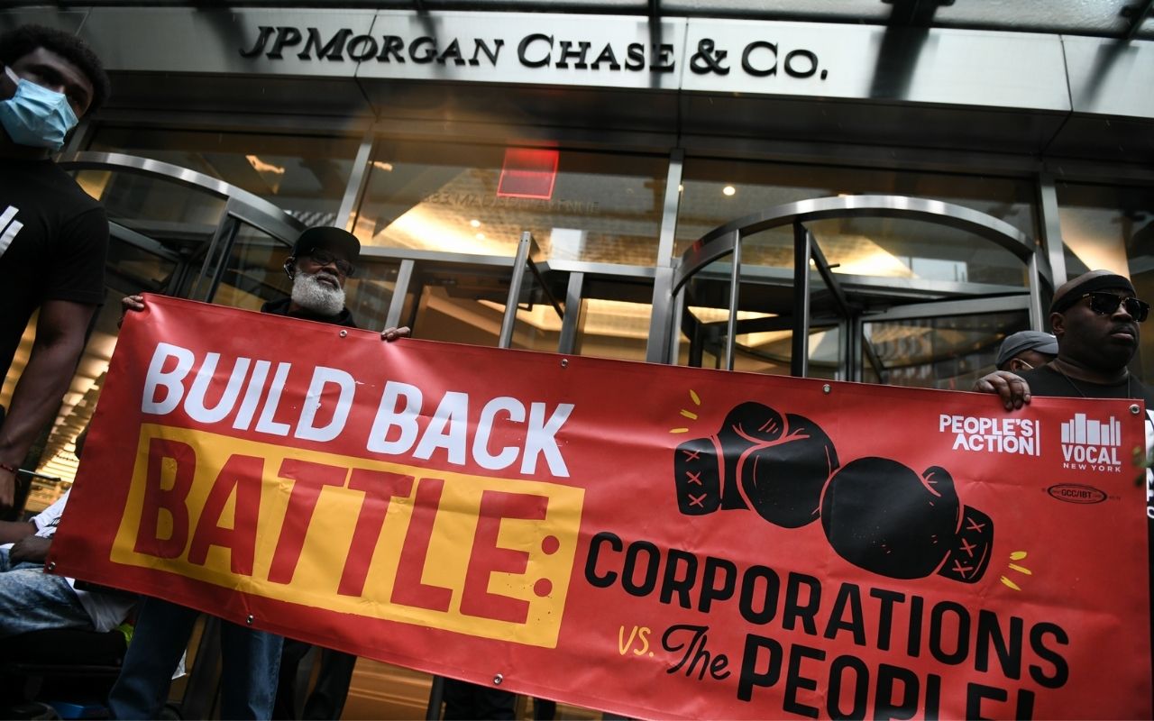 peoples action event on corporate taxes