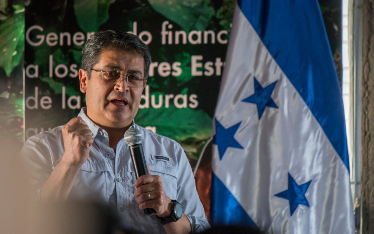 president of the Republic of Honduras Juan Orlando Hernández during a speech