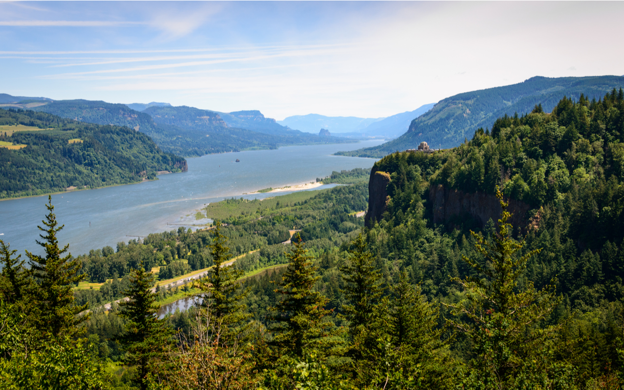 Lush Landscape of Columbia Gorge National Scenic Area Where Lewis and Clark Were on Their Expedition