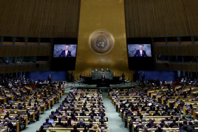 Image of the the audience while President Biden spoke during the United Nations Climate Change conference.