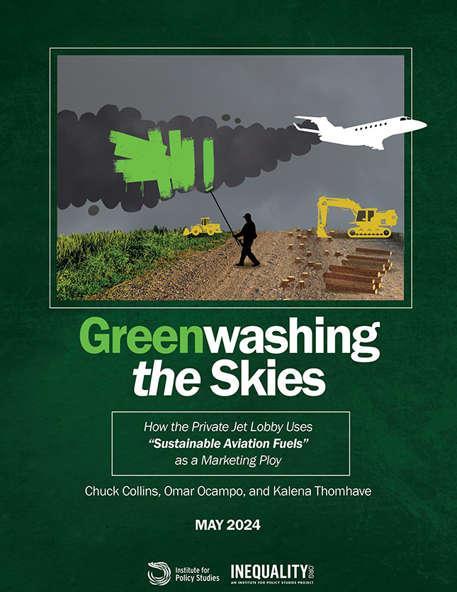 Cover image for the IPS report, "Greenwashing the Skies"