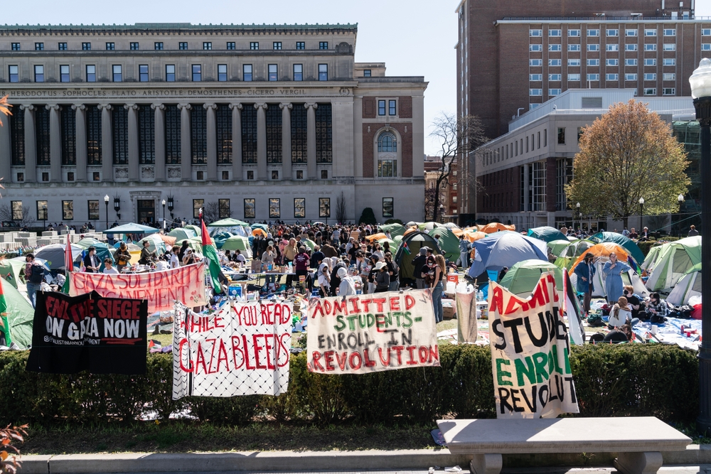 Students at Columbia University protest the war in Gaza. (Shutterstock)